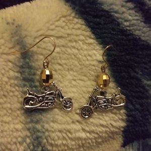 🌈1pr gold disc motorcycle earrings only 1 left